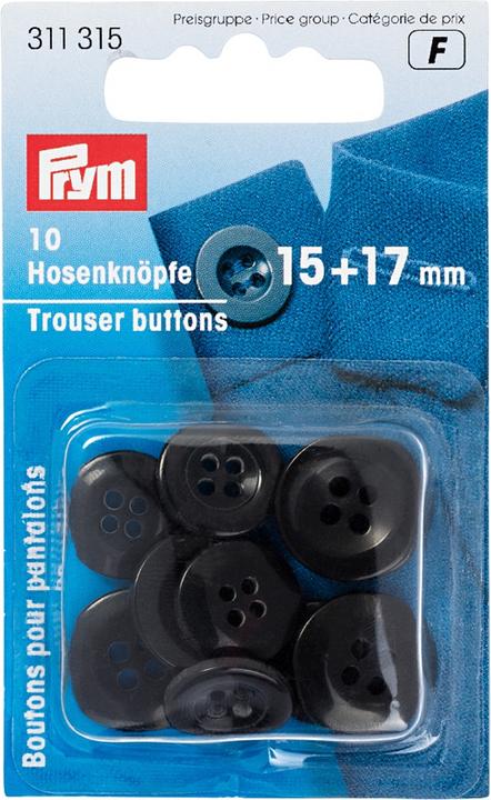 Produktbild Prym Hosenknopf, schwarz 15 + 17 mm, 10 Stk.