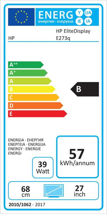 Energie-Label HP EliteDisplay E273q (2560 x 1440 Pixel, 27")