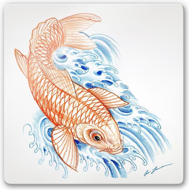 Actual product image Miami Ink Japanese koi (30 x 30 cm)