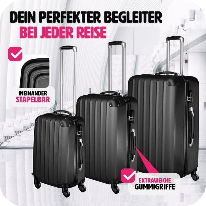 Produktbild tectake Hartschalenkofferset (95 l, M (50 - 90l), L (90 - 115l))