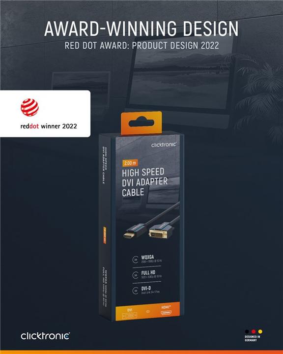 Produktbild clicktronic HDMI (Typ A) — DVI (2 m, HDMI, DVI)