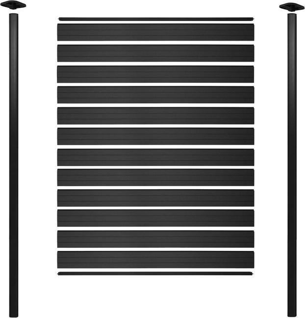 Produktbild Swisshandel24 WPC-Sichtschutz Sarthe, Windschutz Zaun, Alu-Pfosten zum Einbetonieren Basiselement, 190cm anthraz (7.50 cm)