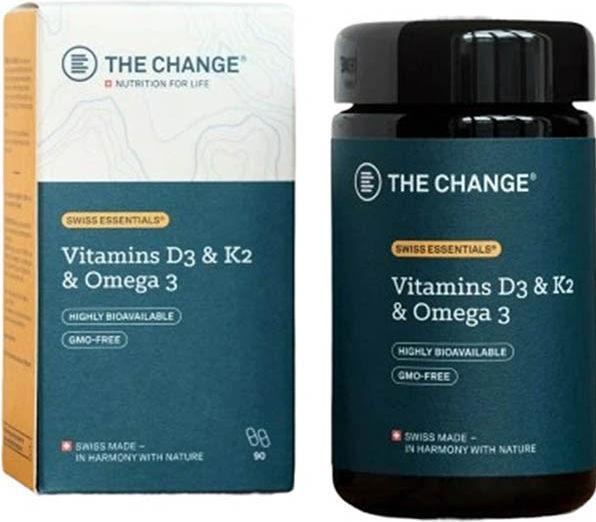 Produktbild BE THE CHANGE Vitamins D3 & K2 & Omega 3 (90 Stück, Kapseln, 53 g)