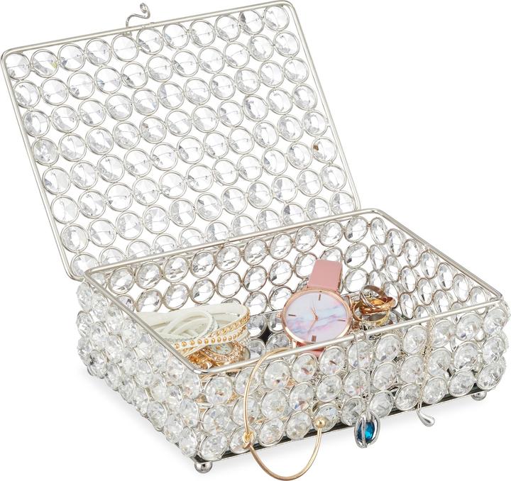 Actual product image Relaxdays Jewellery Box, Glamorous Crystal Design