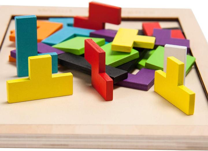 Actual product image PhoneLook Puzzle en bois Tetris, énigmes, blocs de construction en bois, éducation, découverte, enfant