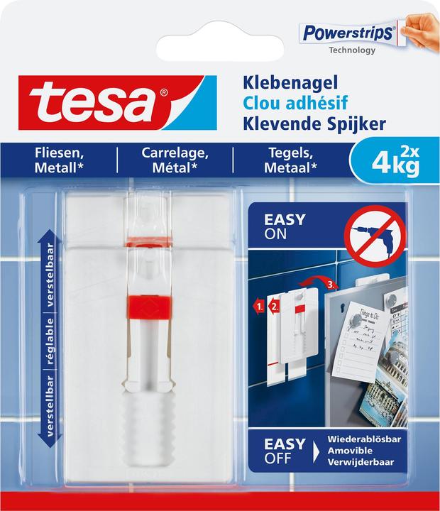 Actual product image tesa Adhesive nail for tiles & metal, height-adjustable