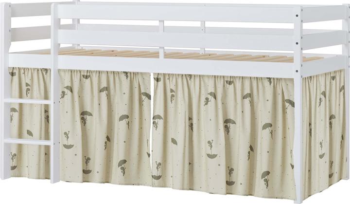 Produktbild Hoppekids ECO Comfort halbhohes Bett 90x200 mit grünem Ole Lukoie Vorhang, Weiß (90 x 200 cm)