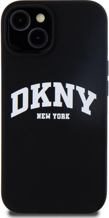 Image du produit DKNY DKHMP15SSNYACH iPhone 15 / 14 / 13 6.1" czarny/black étui rigide silicone liquide blanc Log imprimé (Apple iPhone 15)