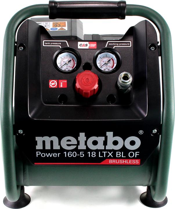 Productafbeelding Metabo Power 160-5 18 LTX BL OF Accu-compressor 18 V 8,0 bar Brushless + 1x LiHD accupack 8,0 Ah -... (8 bar, 5 l)
