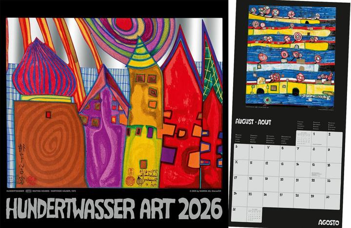 Actual product image Hundertwasser Broschürenkalender Art 2026 (30 x 30 cm, Hardcover, English, French)
