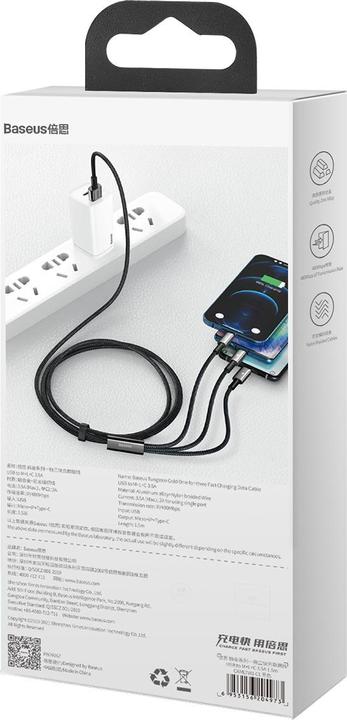 Produktbild Baseus USB A – USB C, Lightning, USB Micro B (1.50 m, USB 2.0)