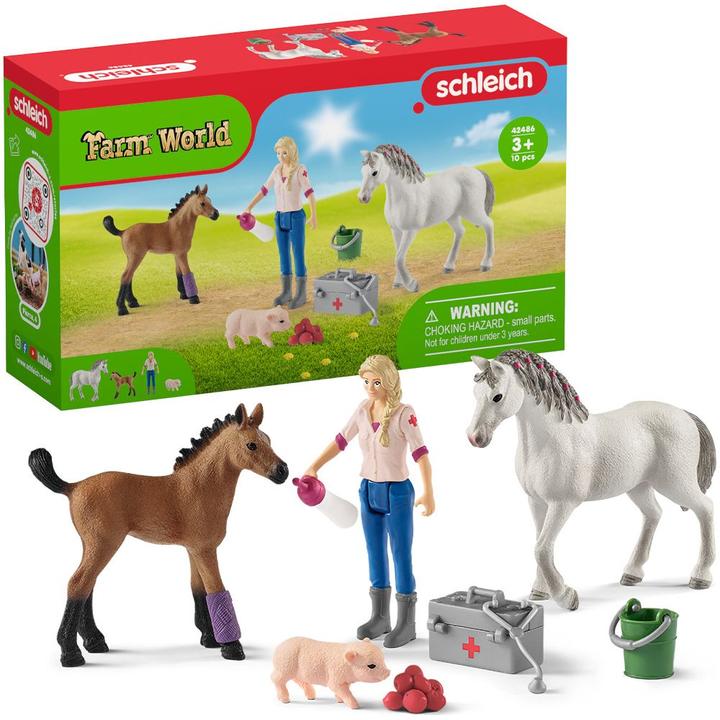 Productafbeelding Schleich Dierenarts bezoekt Merrie en Veulen