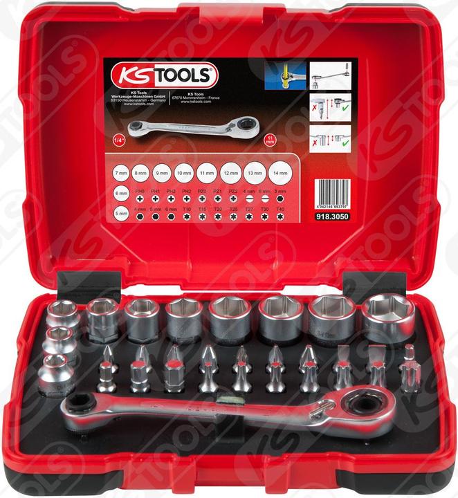 Produktbild KS Tools 1/4" + 11 mm Durchgangs-Steckschlüssel- und Bit-Satz (11 mm)