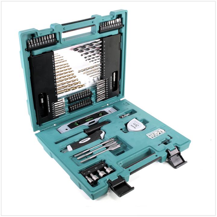 Actual product image Makita Accessories assortment D-31778 104 pieces (190, 1/4", 14 mm, 80 mm, 10mm, 40 mm, 120mm, 50 mm, 60mm, 100 mm., 30 mm, 300 mm, 150 mm, 140mm, 110 mm, Flex extension (130mm), 250mm, 160 mm, 200mm, 25mm, 20 mm)