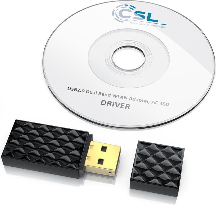 Image du produit CSL Adaptateur WLAN USB, clé USB AC450 WIFI Dual Band, 433 MBit/s, 2.4 GHz / 5 GHz, 802.11ac, WPS (USB 2.0)