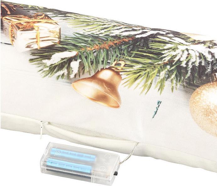 Actual product image Infactory Set of 2 draught excluder decorative cushions, Christmas motif, 7 LEDs, 90x20 cm (90 x 20 x 12 cm)