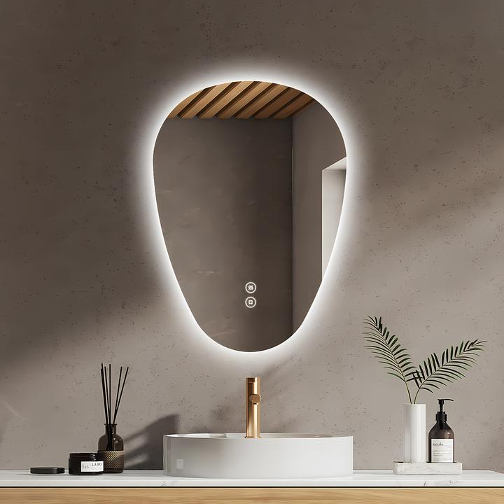 Produktbild Emke Badspiegel mit Beleuchtung, LED, 70x50 cm, Touch-Schalter, dimmbar, 3 Lichtfarben, IP44 (70 x 50 cm)