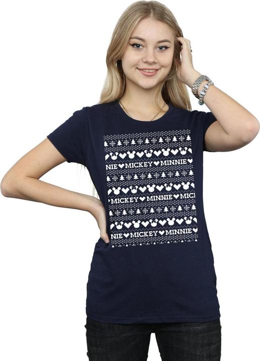 Image du produit Disney - T-shirt MICKEY AND MINNIE CHRISTMAS FAIR ISLE - Femme (M)