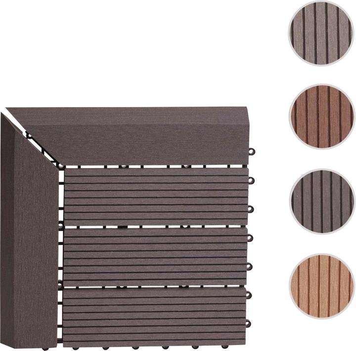 Immagine prodotto Swisshandel24 WPC Piastrella angolare per pavimento Rodano + bordo, terrazza effetto legno, 30x30cm Premium (1 x, 30 x 30 cm)