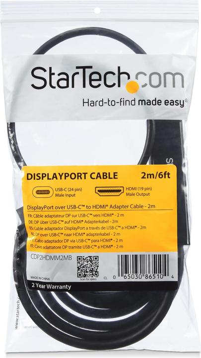 Immagine prodotto StarTech USB Typ C — HDMI (Typ A) (2 m, HDMI, USB tipo C)