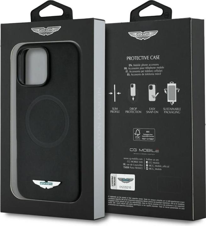 Actual product image Aston Martin Etui HC FW Logo do iPhone 16 Pro MagSafe czarny (Apple iPhone 16 Pro Max)
