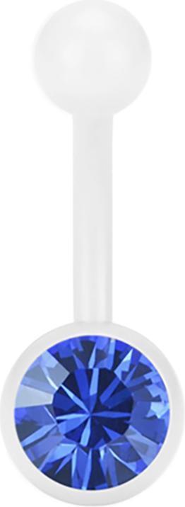 Actual product image Star Piercing Banane Pure White mit Swarovski Kristallkugel blau (without brass, Surgical steel 316L)