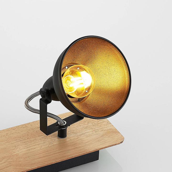 Image du produit Lindby Aylis plafonnier, noir, bois, 4 fl. (E14)