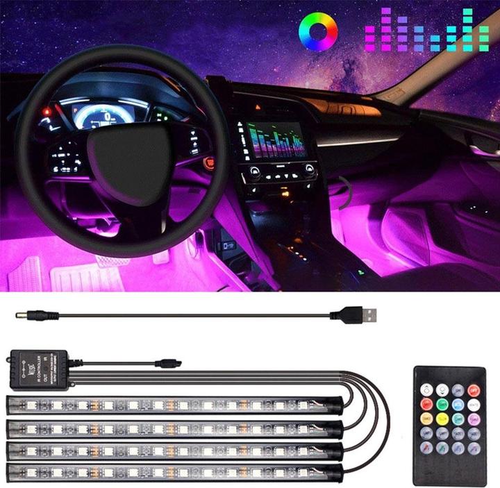 Immagine prodotto Werkstein Auto Lichtstreifen RGB Fussraumbeleuchtung mit Sound Control 4er Set