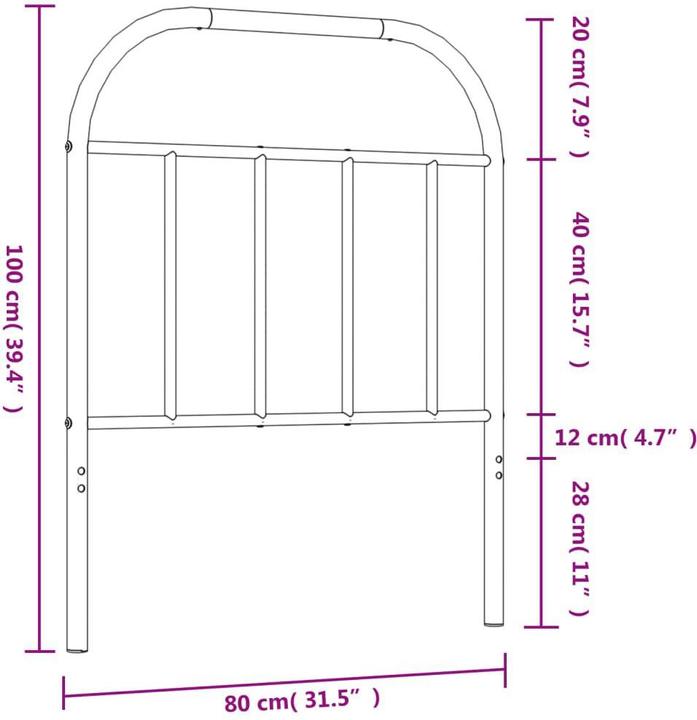 Actual product image VidaXL Kopfteil Metall Weiss 75 cm, Farbe: Weiss (80 x 3 x 100 cm)