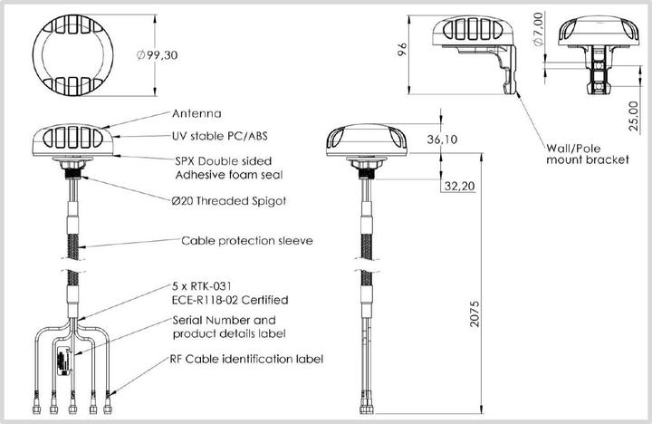Immagine prodotto Upgrade Solutions USL 5G/LTE Antenna USL-1007341 SMA 16 dBi Fascio Omnidirezionale