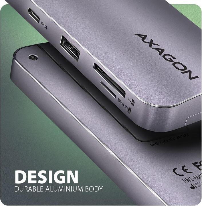 Actual product image Axagon HUB HMC-6GM2 USB 6 in1 10 Gbit (USB-C, 1 Ports)