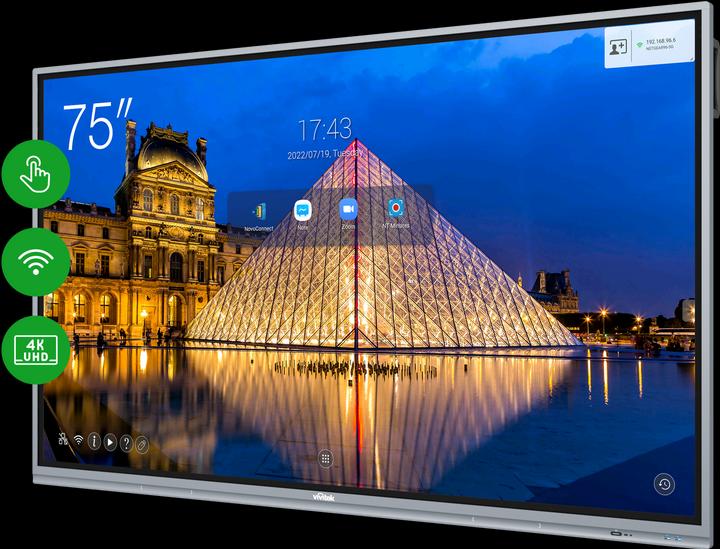 Actual product image vivitek DS NovoTouch BK750i silver 75"/3xHDMI/VGA/DP/USB (3840 x 2160 Pixels, 75")