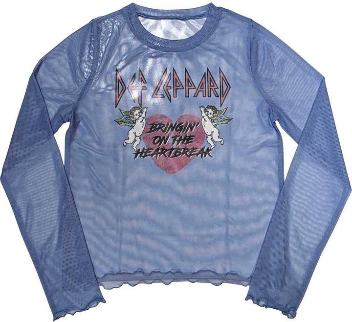 Actual product image Def Leppard Womens/Ladies Bringin On The Heartbreak Mesh Long-Sleeved Crop Top (XXL)