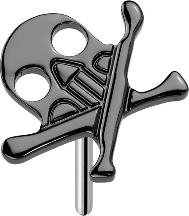 Star Piercing Threadless Totenkopf mit gekreuzten Knochen schwarz (Titan G23, ohne Messing)