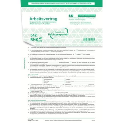 Produktbild Rnk Verlag Vordruck Arbeitsvertrag gewerblich/kaufm„nnisch (2 x)