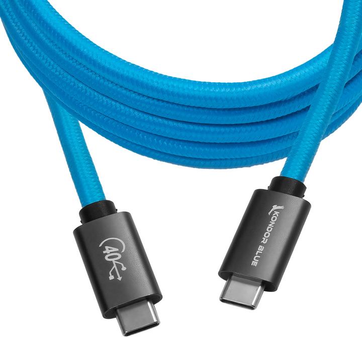 Kondor Blue THUNDERBOLT 4 USB 4.0 TYPE C CABLE BLAZING 40G SPEEDS 5A 100W STRAIGHT 6 FT (1.83 m, USB 4.0)