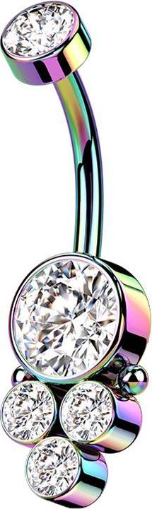Produktbild Star Piercing Banane Innengewinde farbig Scheibe mit Kristall und vier Kristallen (ohne Messing, Chirurgenstahl 316L)