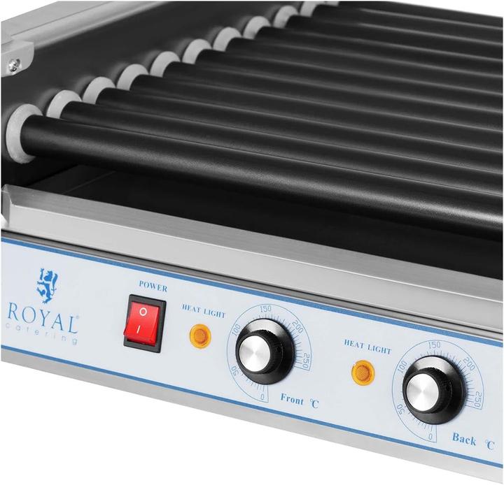 Actual product image Royal Catering Hot Dog Grill - 11 rollers - Teflon