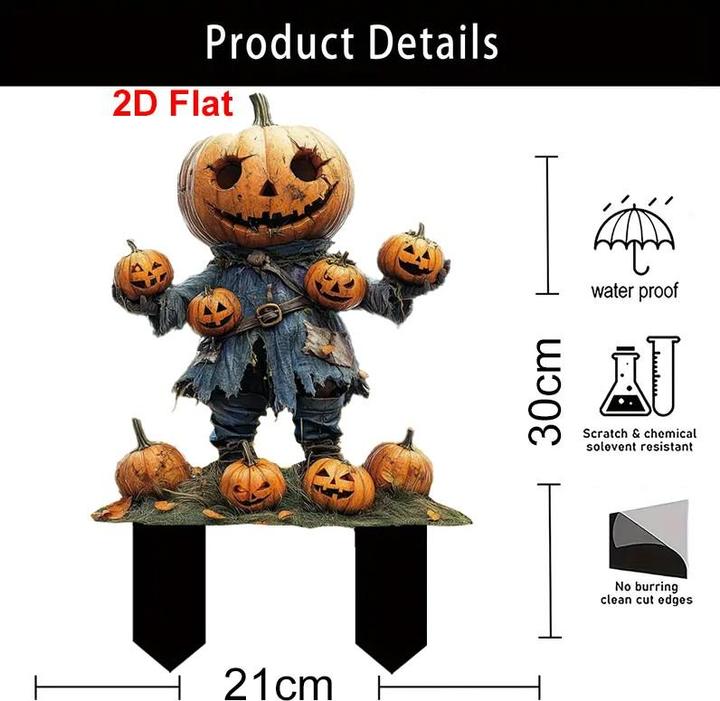 Produktbild Cbx Bezauberndes Kürbiskopf-Vogelscheuche 2D Gartenstecker, Halloween Deko, Herbstdekoration