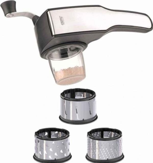 Actual product image GEFU 89133 Pecorino salt mill with 3 drums stainless steel black