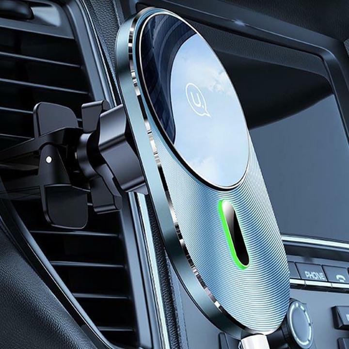 Actual product image Usams Uchwyt indukcyjny Magnetic Car Wireless Charging 15W do kratki went. szary/grey CD170DZ01 (US-