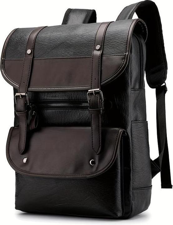 Only-Bags.Store Herren Vintage einfache PU-Leder grosse Kapazität Rucksack, Casual Outdoor Travel Backpack