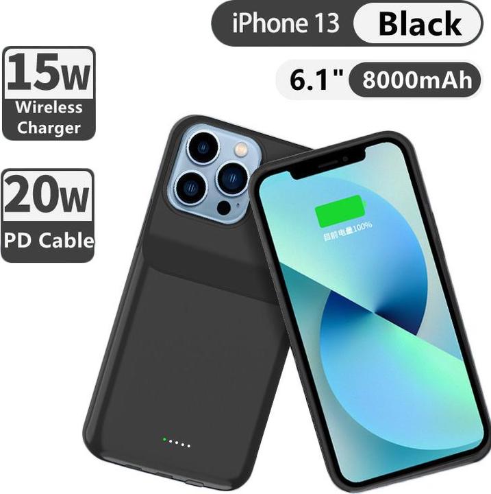 Produktbild PhoneLook Hülle 15W wireless Power Externe Batterie charging Cover Fast Charge 8000mAh (Apple iPhone 13 Pro Max)