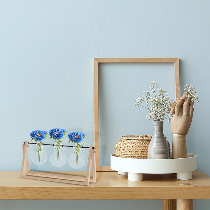 Immagine prodotto Casativo Set di 3 vasi in vetro con supporto in legno, 14,5 x 30 x 7 cm