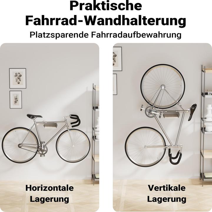 Immagine prodotto Wiltec Supporto da parete per biciclette bianco 39,8x16,7x32,6-42,6cm 25kg Supporto per biciclette
