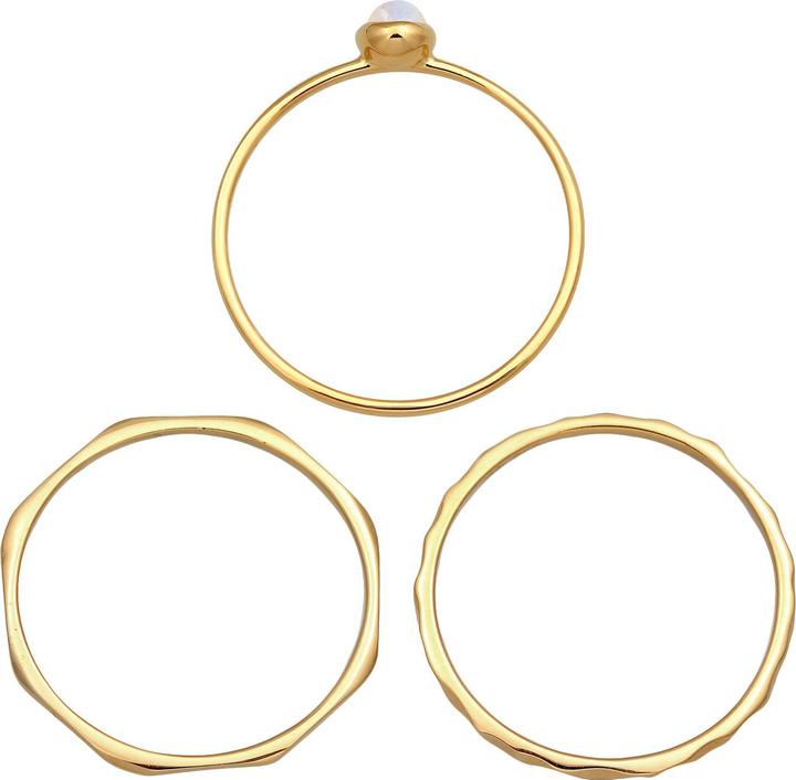 Image du produit Elli PREMIUM Bague Solitaire Pierre de Lune Set de 3 bagues 375 Or jaune (54, 375/9 K)
