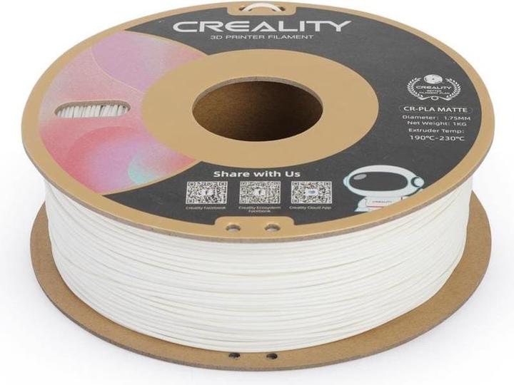 Creality CR-PLA Matte 3D printer filament, 1.75 mm, gypsum white (PLA, 1.75 mm, 1000 g, Weiss)