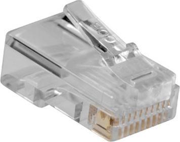 Productafbeelding RJ48 (10P/10C) modulaire connector voor platte kabel. Eenheid: Zak 25 stuks
