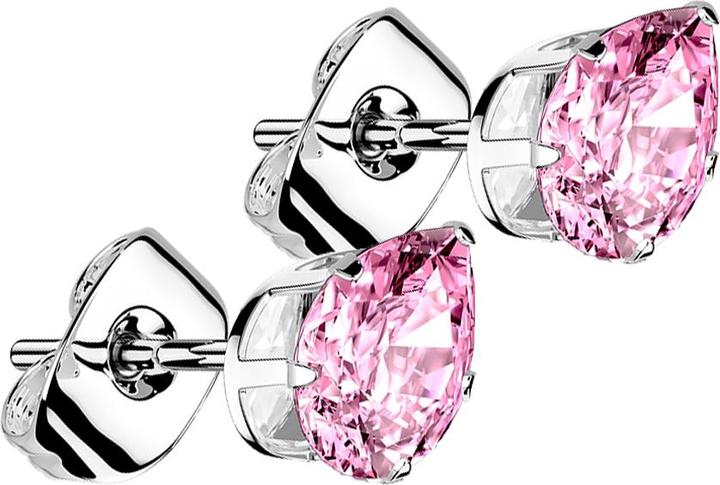 Immagine prodotto Star Piercing Orecchini a perno in argento con goccia di cristallo rosa (senza ottone, Acciaio chirurgico 316L)