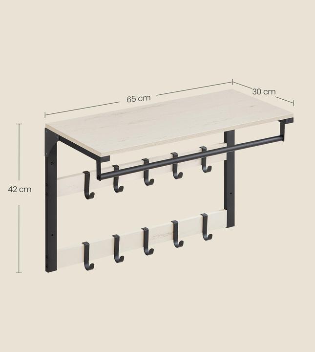 Produktbild Vasagle Wandgarderobe 10 Haken 65 cm x 42 cm